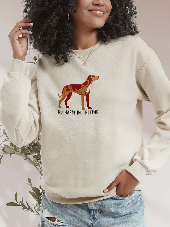 No Harm in Treeing Sweatshirt (Embroidered) of a Catahoula Leopard Dog(Red Leopard) product image (2)