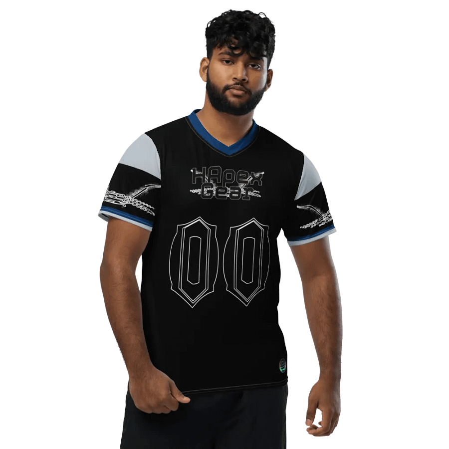Rover's Morning Glory - Black - Recycled Unisex Sports Jersey - Black HApex Gear Black Logo product image (1)