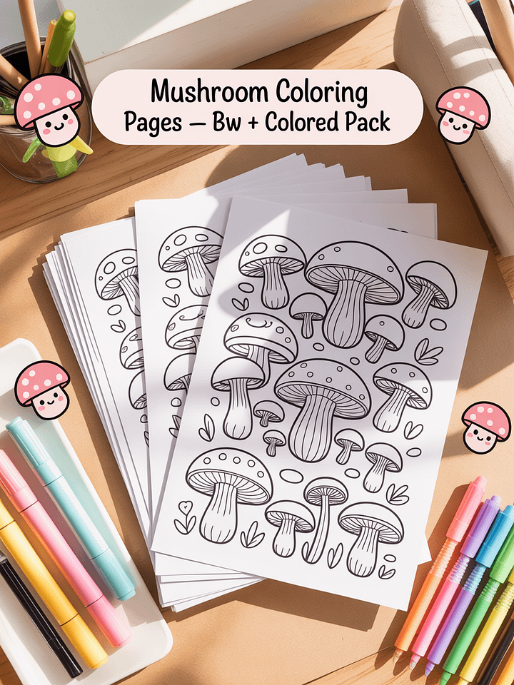 Cute Mushroom Coloring Pages product image (1)