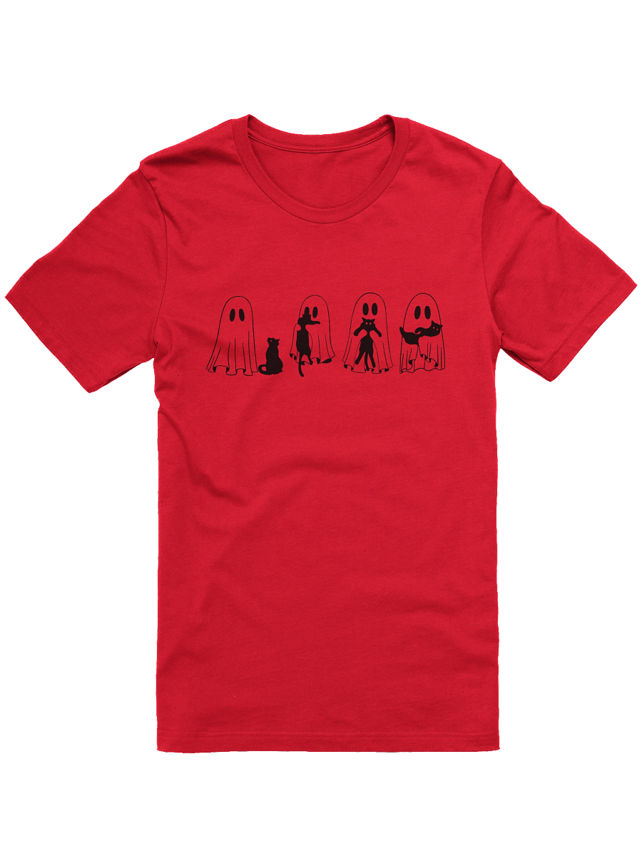 Halloween Ghost Outline with Cats Short Sleeve Unisex T-Shirt product image (8)