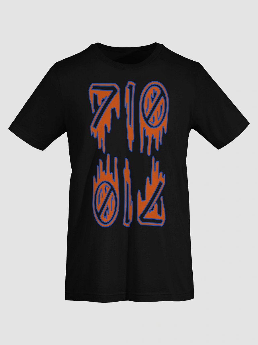 Horror Happy 710 OIL Drip Unisex T-Shirt, Creepy Cannabis Clothing, Twisted Weed Weirdo Stoner Shirt, Odd Orange Blue Black Goth Ganja Tee product image (5)