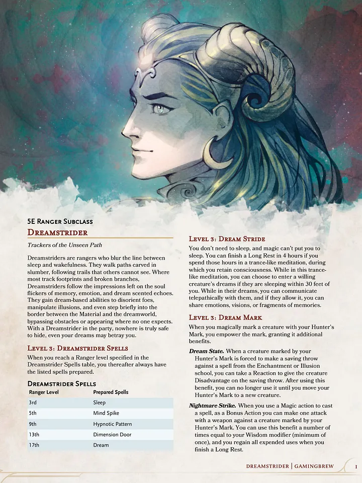Dreamstrider | 5E '24 & '14 Ranger Subclass product image (2)