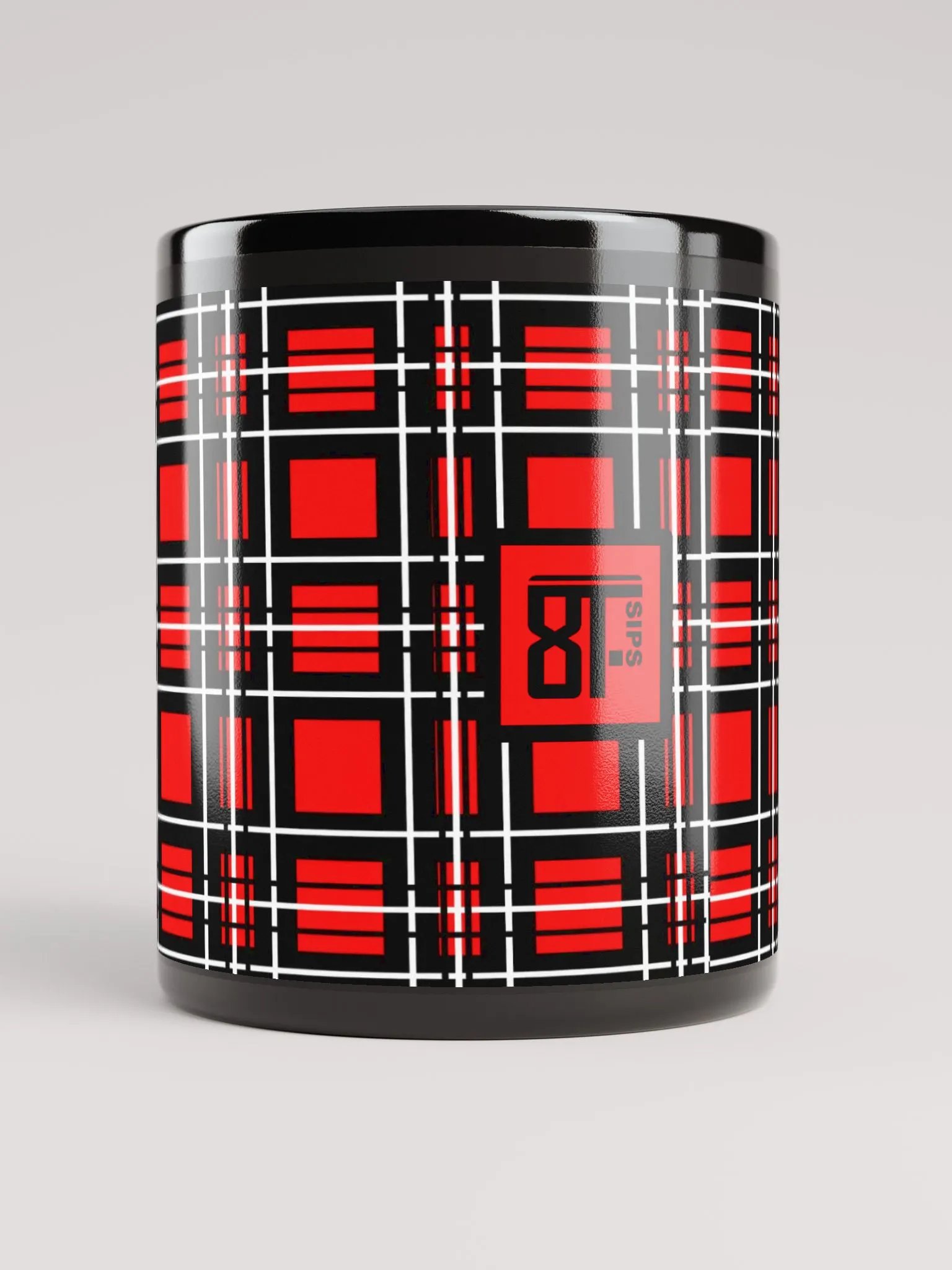 8T Sips Founders Plaid Black Glossy Mug product image (5)