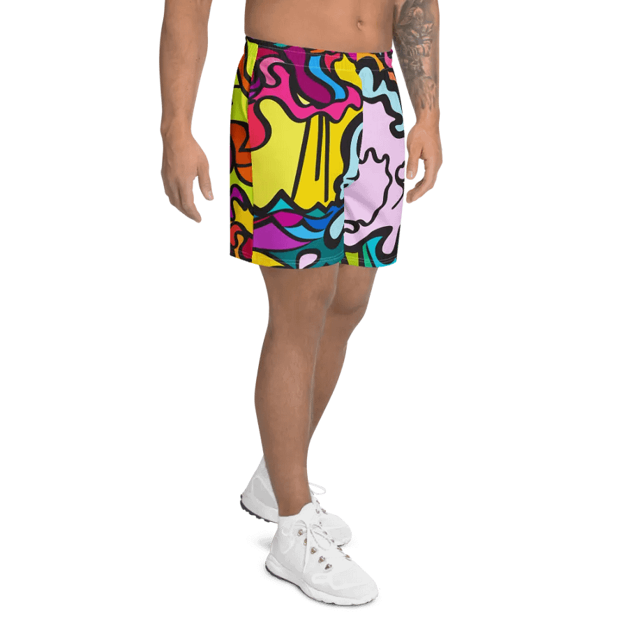 Vivid Swirls Athletic Long Shorts - Wave at Sunset product image (2)