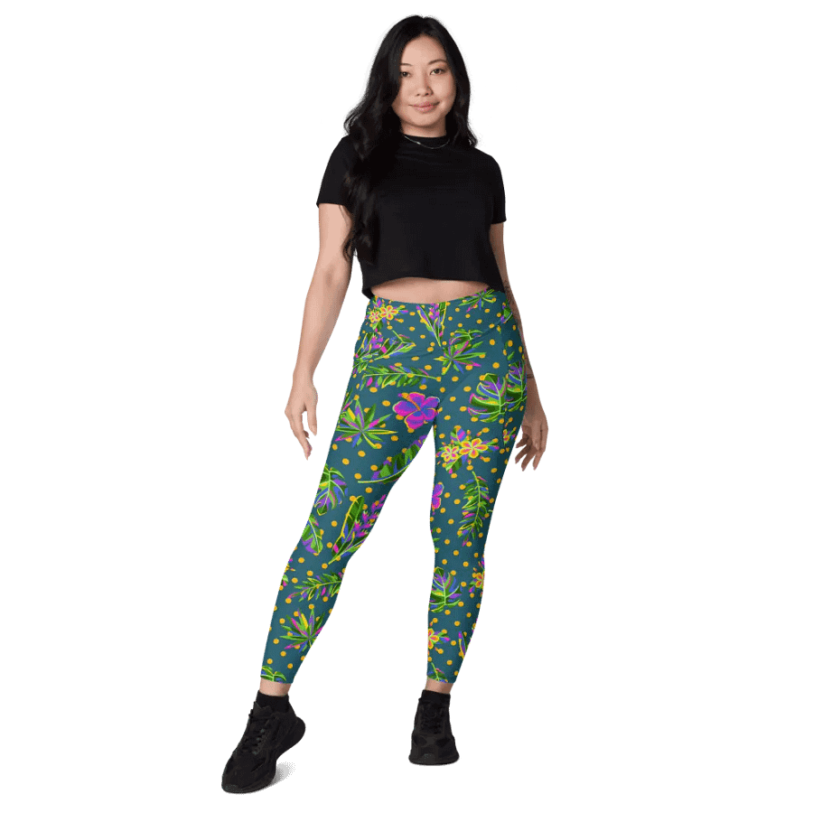 Green All-Over Print Leggings with Pockets product image (7)