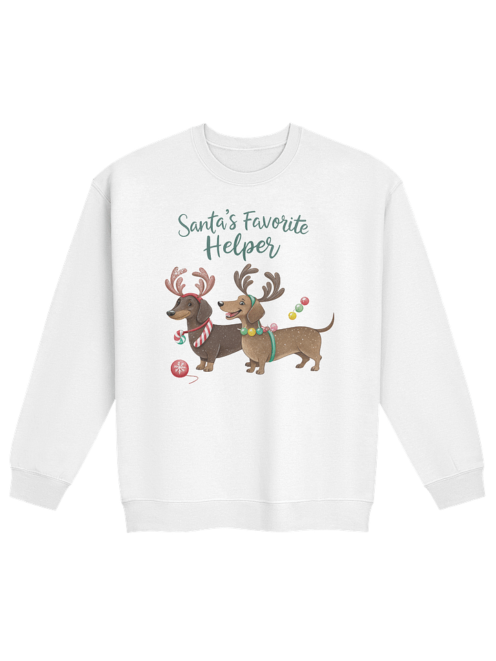 Santa’s Favorite Helper Dachshund Sweatshirt – Reindeer Wiener Dog Holiday Art product image (1)