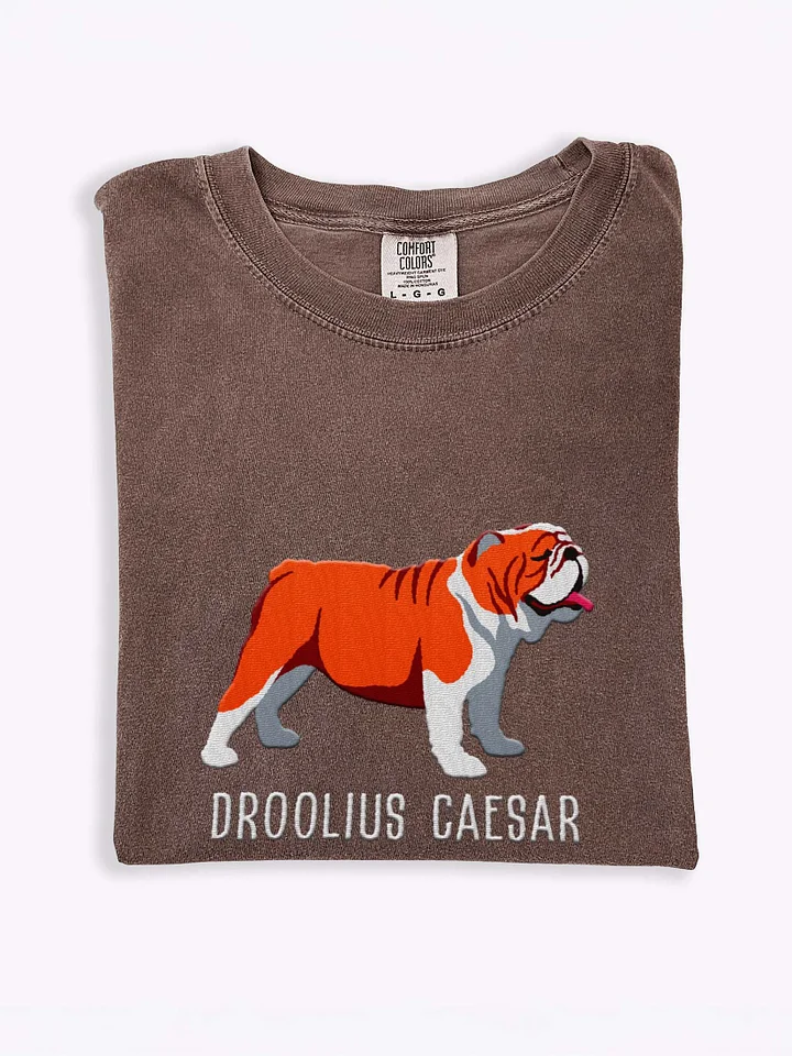 Droolius Caesar T-Shirt(Embroidered) of an English Bulldog(Red & White) product image (1)