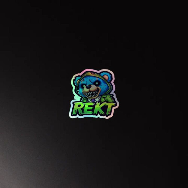 Aggressive Blue Bear REKT Holographic Sticker Sheet product image (4)