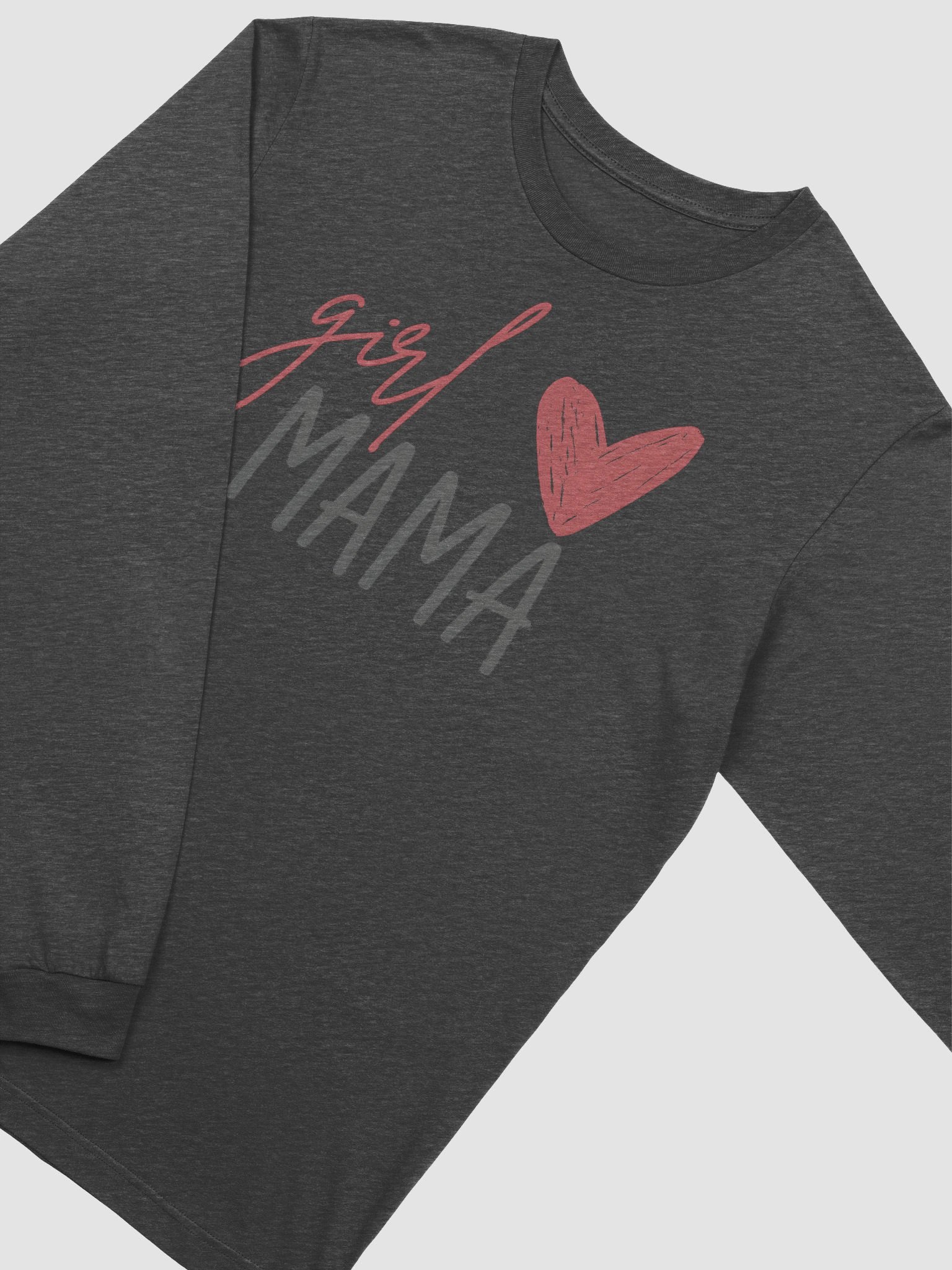 Girl Mama Long Sleeve Shirt | Minimalist Heart Script Mom Tee | Gift for Moms of Girls product image (2)
