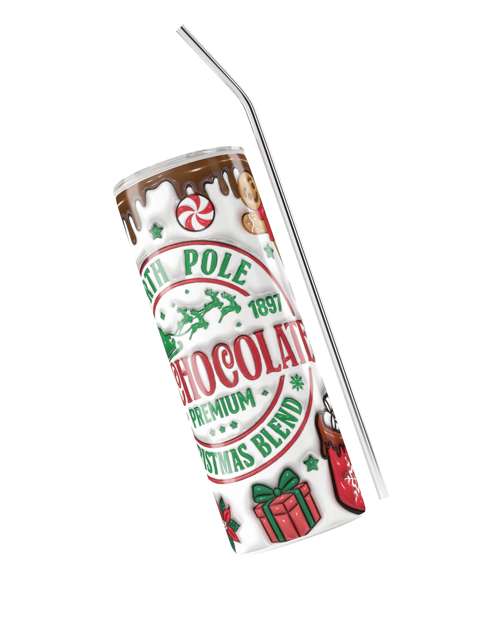 North Pole Hot Chocolate Christmas Tumbler – Festive Stainless Steel Travel Cup with Lid & Straw | Cozy Holiday Gift | Premium Cocoa Blend Mug product image (5)