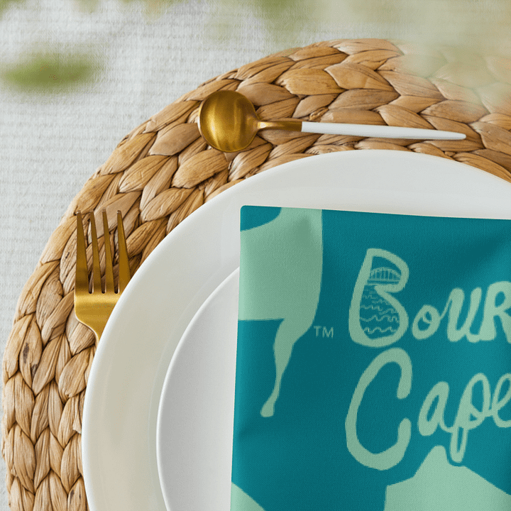 🌀BOURNE to Cape Cod™ | Logo Print Cloth Napkin Set (4) | Coastal Dining Essentials | Multi-Colored product image (2)