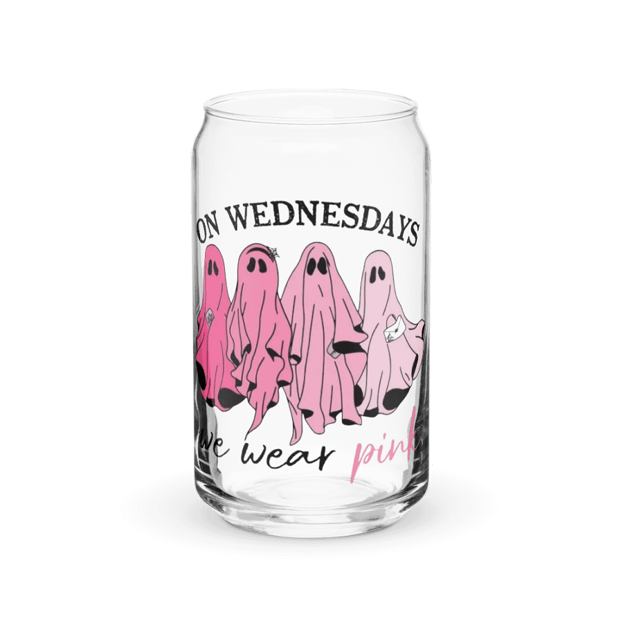 On Wednesdays We Wear Pink Halloween Ghost Glass Cup product image (2)