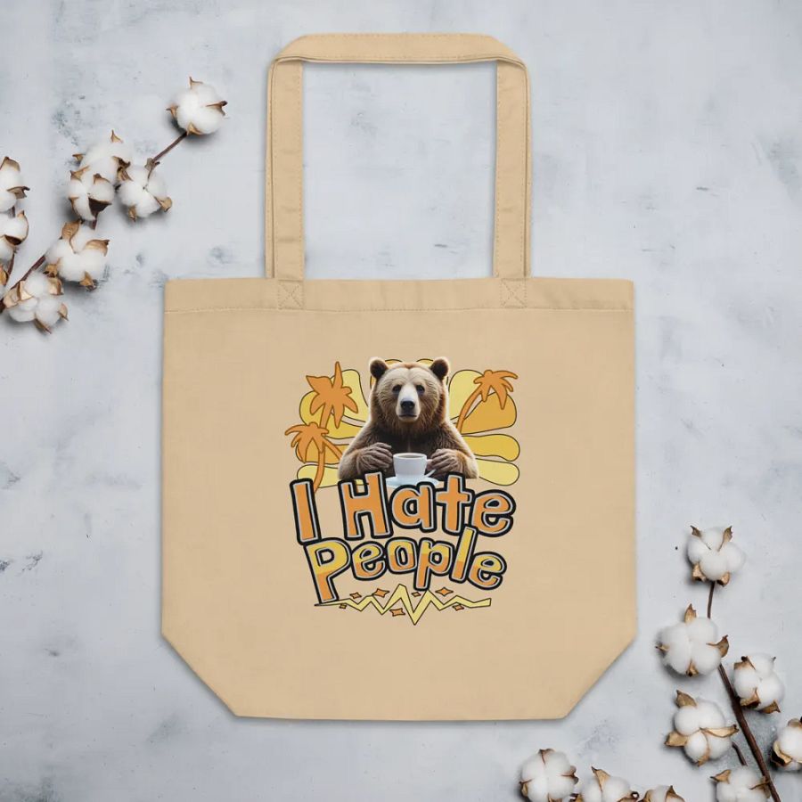 I Hate People Bear Playful Eco Tote Bag product image (3)