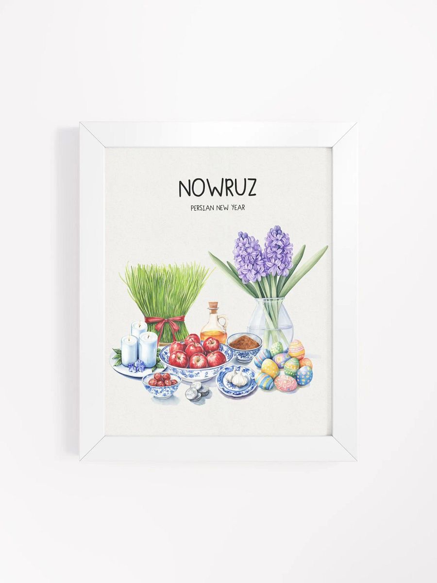 Nowruz Blessings Framed Poster, Nowruz Watercolor Art, Haft-sin Table, Persian New Year, Persian Art product image (60)
