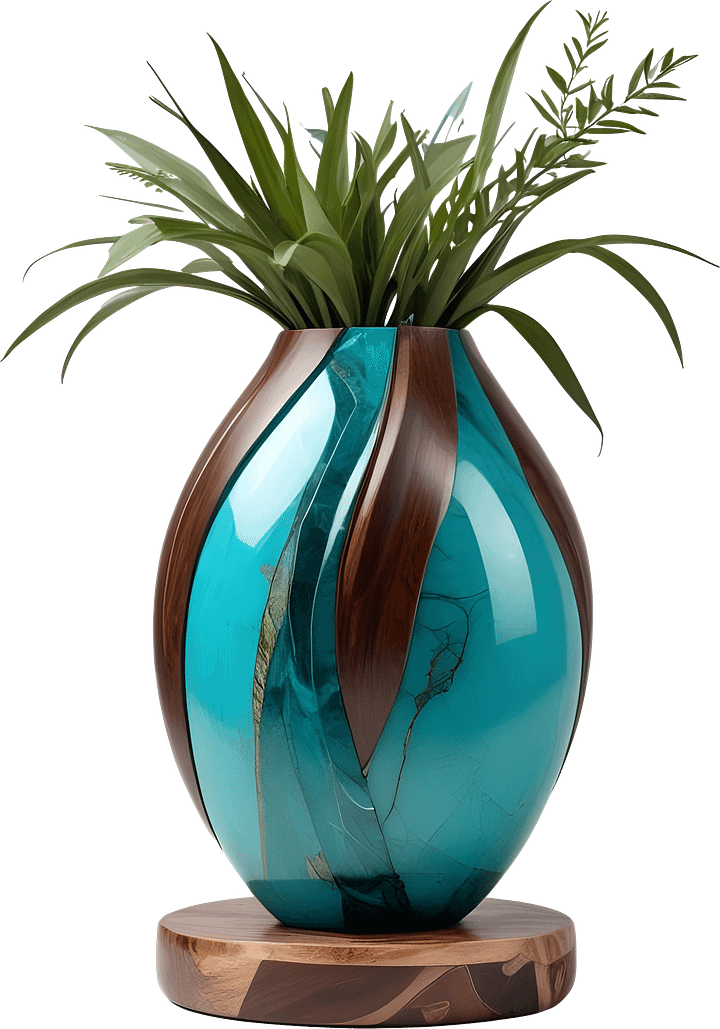 Song of Waves – Aqua Art Deco Vase PNG product image (1)