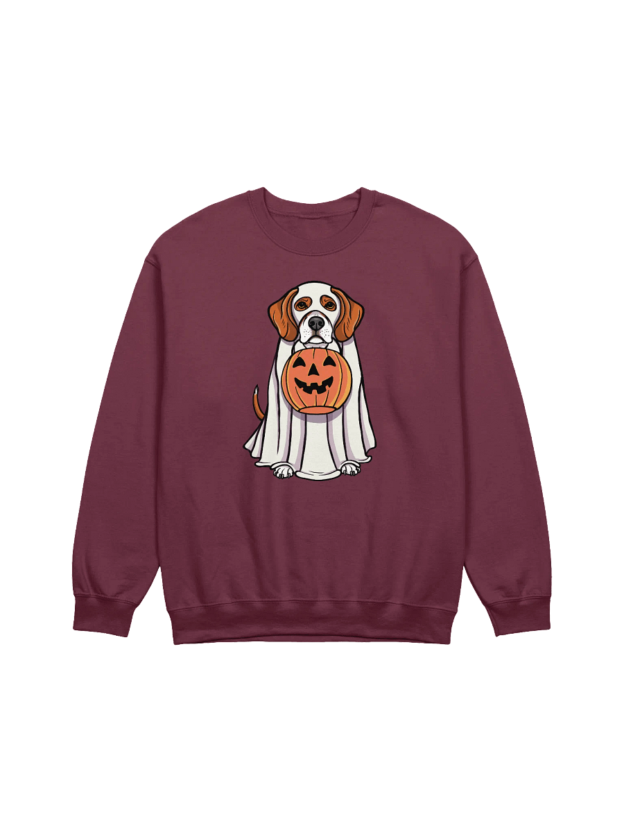 Funny Halloween Beagle Sweatshirt | Funny Beagle Wearing a Ghost Costume and Holding a Pumpkin Basket product image (12)