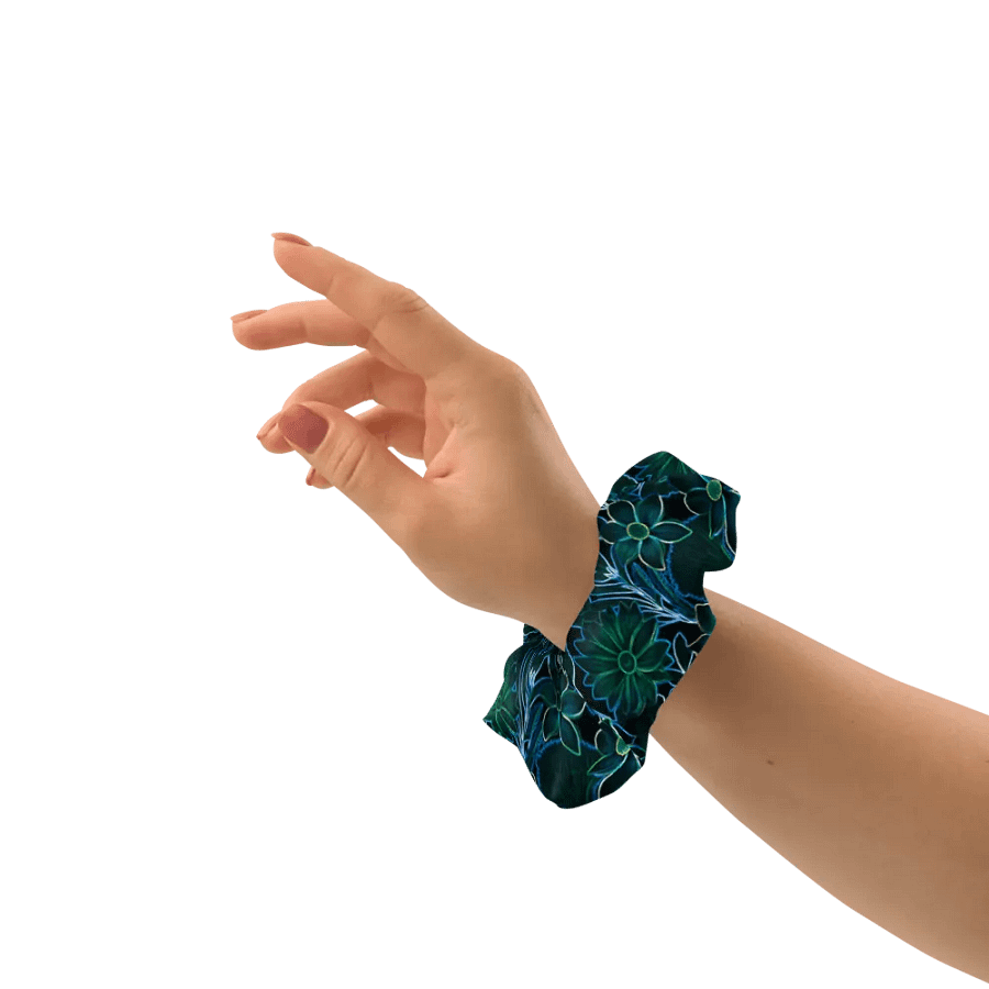 Trippy Floral Teal /All-Over Print Scrunchie by Sublicolor product image (3)
