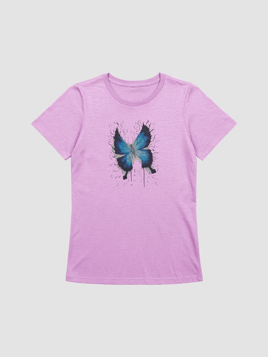 White Cat Blue Butterfly (art by Dina R.) watercolor painting - Women's Supersoft Relaxed-fit T-Shirt product image (1)