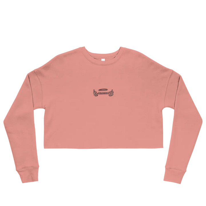 ANGELIC (maroon & white thread) embroidered fleece crop crew product image (25)