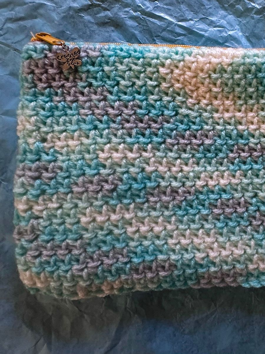CROCHET COSMETIC BAG, canvas lined crochet bag, pencil case, accessory pouch (Various colours) product image (7)
