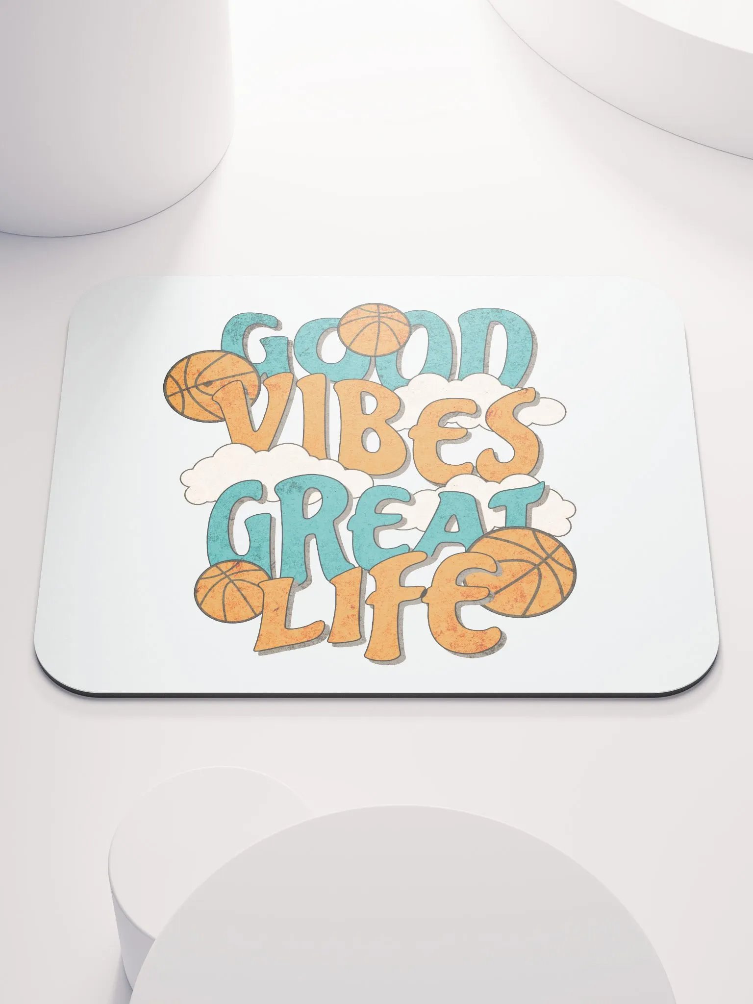 Good Vibes Great Lives Basketball Mouse Pad product image (1)