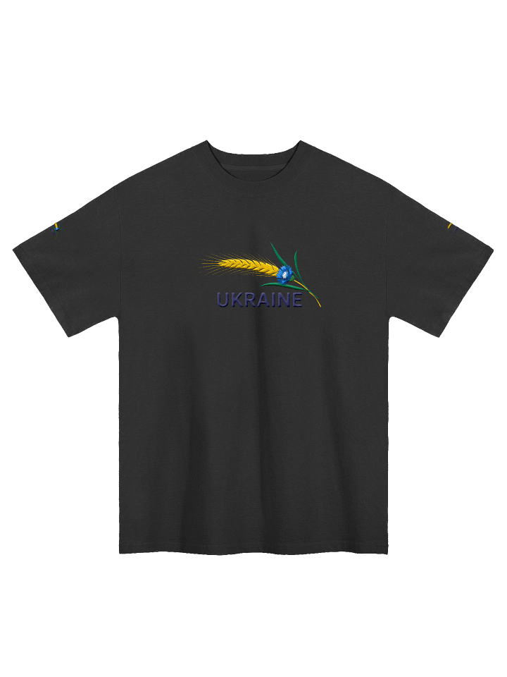 Ukraine Wheat Cornflower Agricultural Heritage Ukrainian Symbol | AS Colour Premium Oversized Faded T-Shirt | Embroidered product image (1)