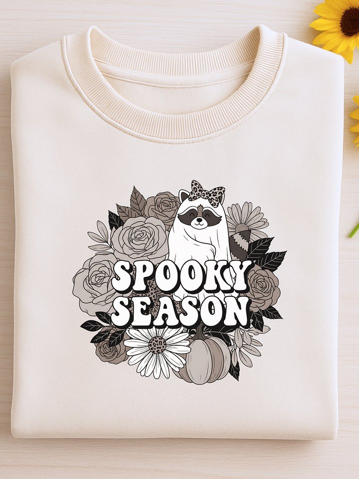 Spooky Season – Ghost Raccoon with Flowers Digital Print product image (1)