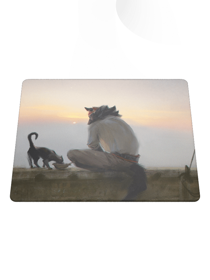 Mouse Pad - Wolf Feeding Cat product image (1)