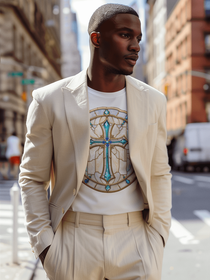 Divine Cross Stained Glass T-Shirt product image (1)
