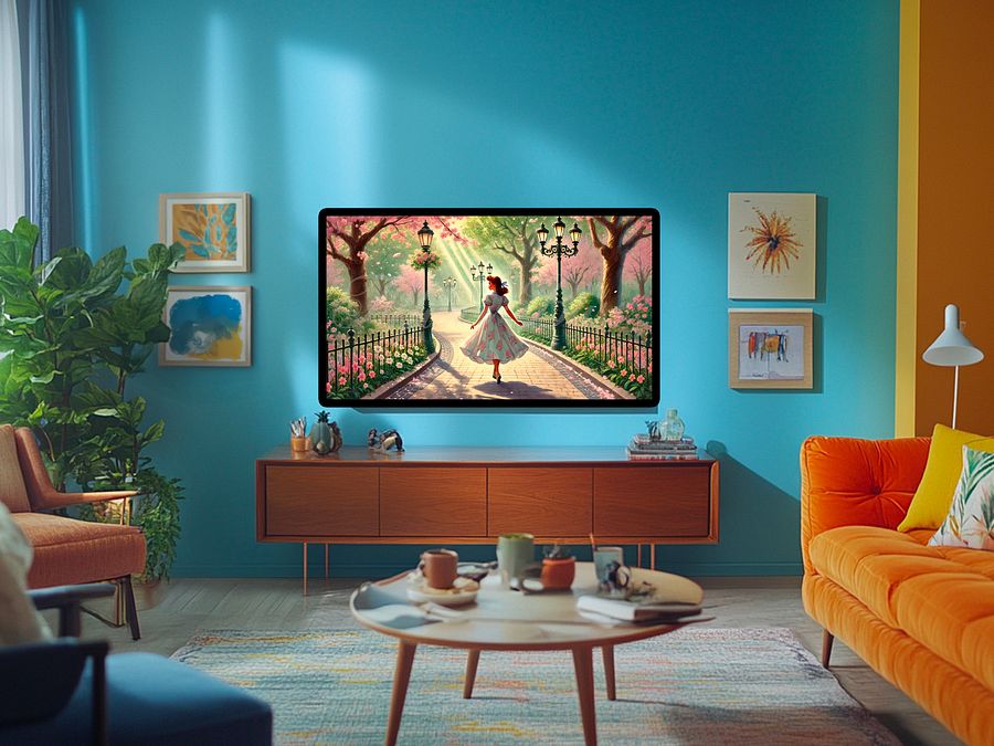 Spring Samsung Frame TV Art, Walk in the Park Painting, Cherry Blossoms, Retro, Vintage Style, Digital Download product image (5)