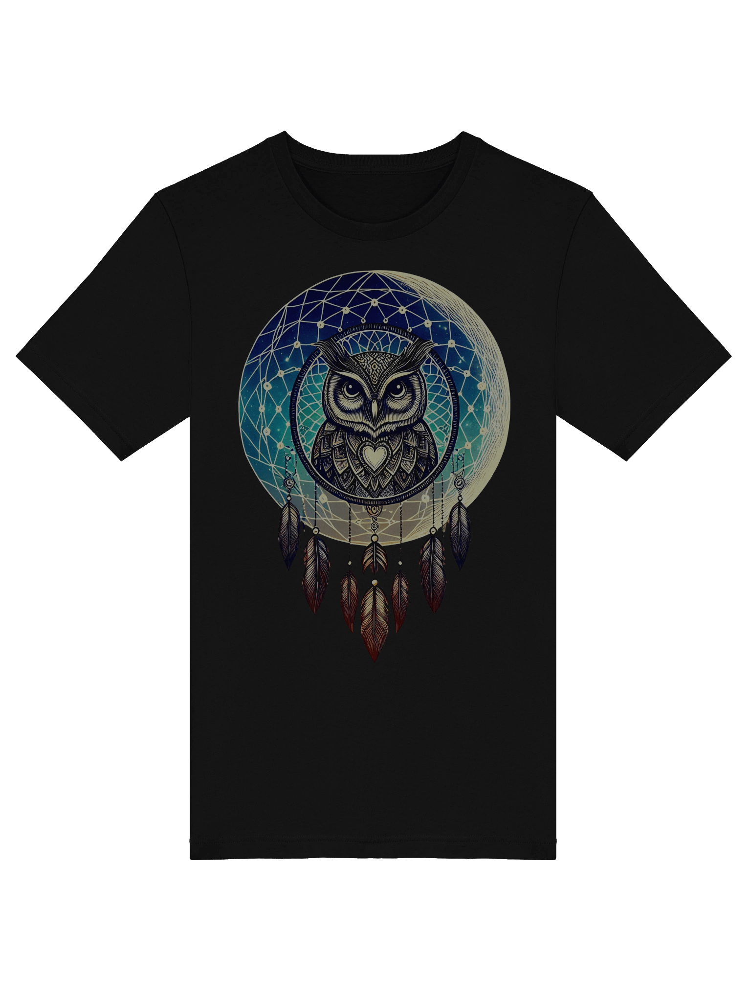🌙 Lunar Owl Dreamcatcher T-Shirt – Mystical Moon & Feathers Design | Celestial Boho Spirit Animal Tee product image (11)