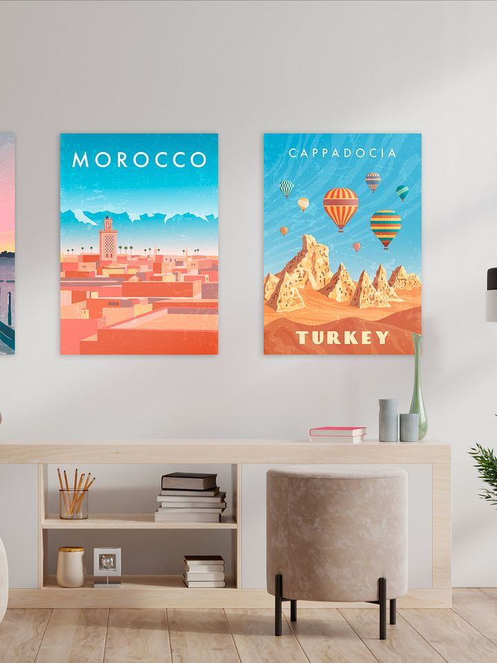 Turkey, Cappadocia — Retro travel minimalist poster, retro travel art, retro travel wall art, vector art product image (2)