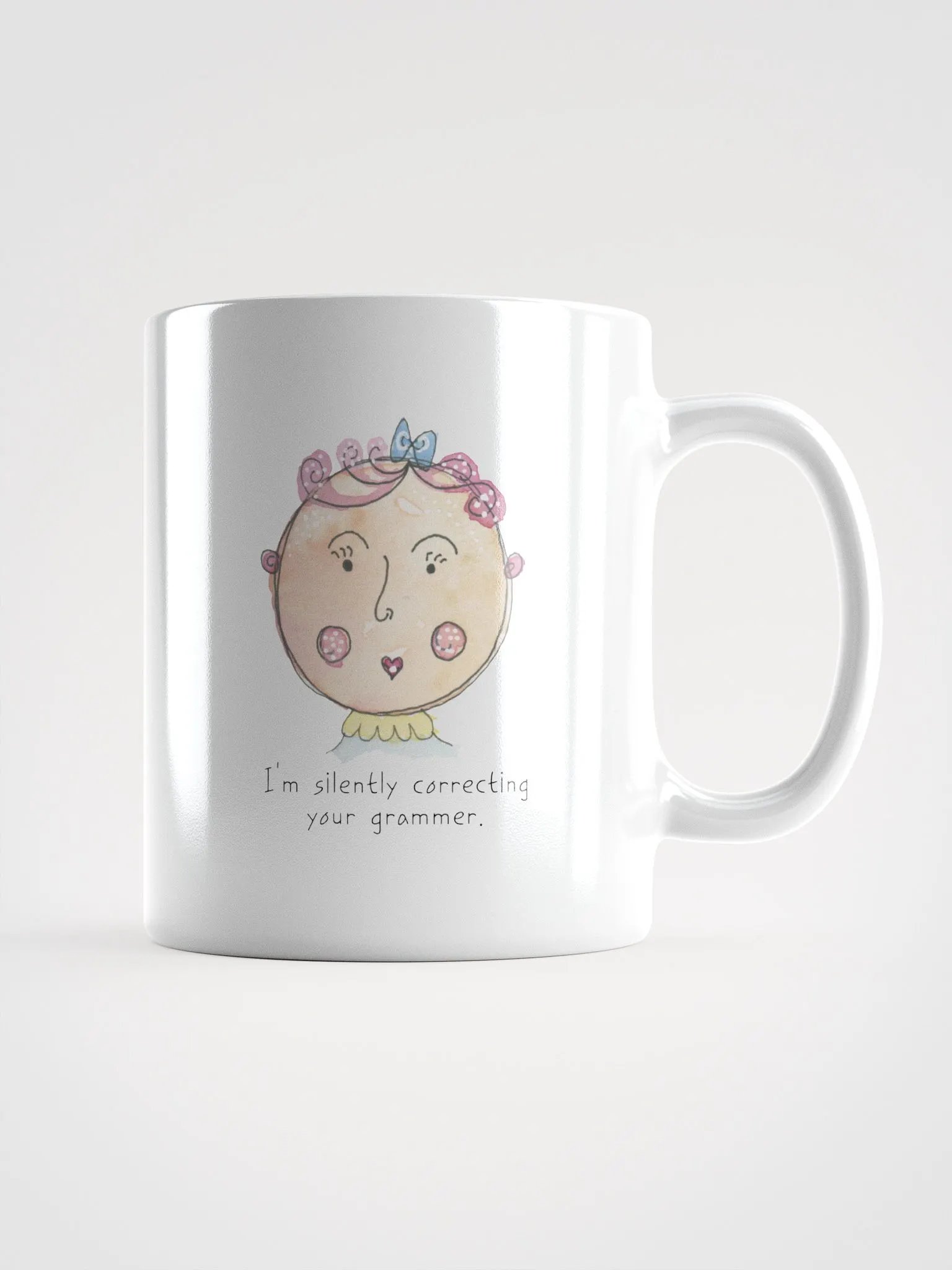 Whimsical Faces I'm Silently Correcting Your Grammar White Glossy Mug product image (2)
