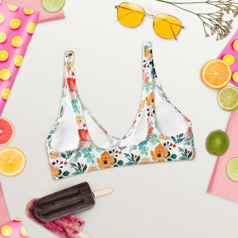 Watercolour Floral Pattern Padded Bikini Top product image (3)