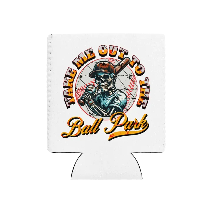 Take Me Out To The Ball Park Baseball Skeleton Slugger Can Cooler product image (1)