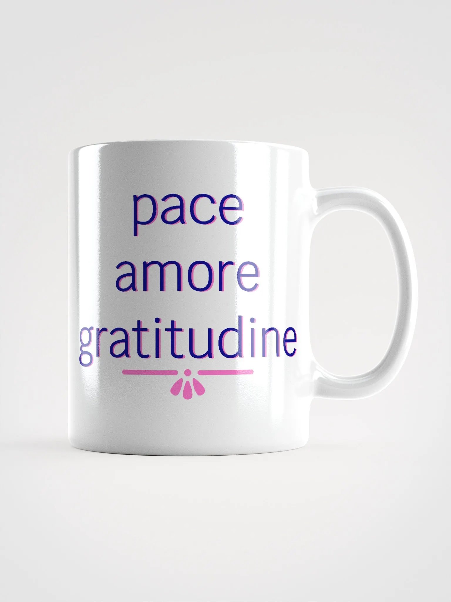 Pace Amore Gratitudine Navy and Pink Ceramic Mug product image (1)