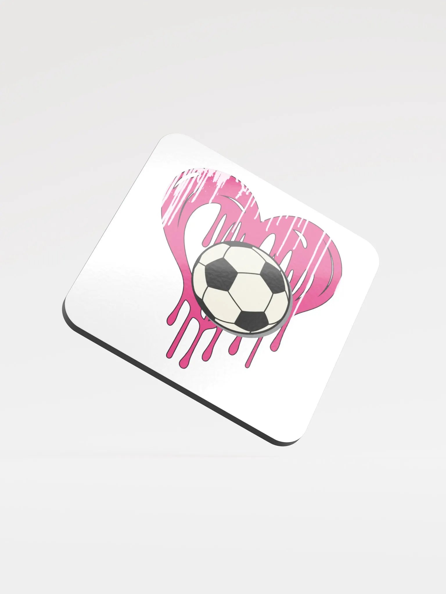 Heart Soccer Dripping Love Cork Coaster product image (2)