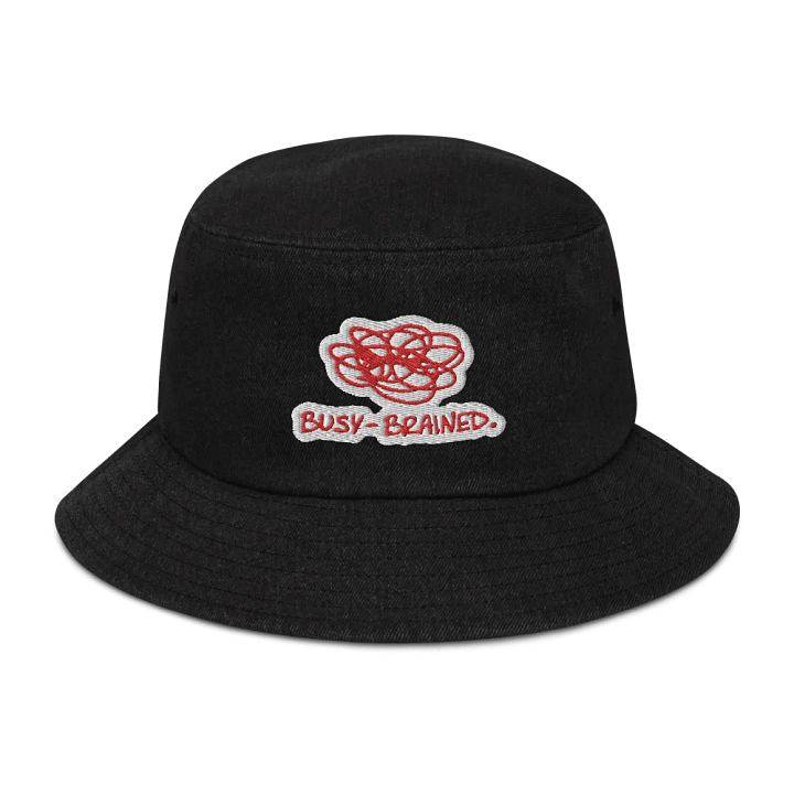 BUSY-BRAINED (red bubble design) denim bucket hat product image (1)