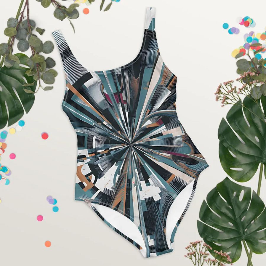 Abstract Lithographic Pattern Design one piece Swimsuit - V13 product image (8)