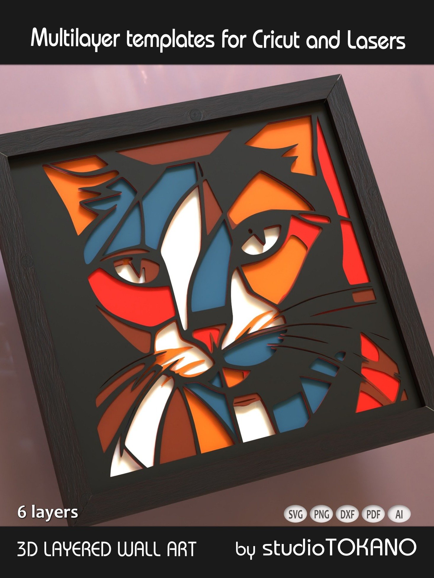 Picasso Cat 3D Mandala Template product image (2)