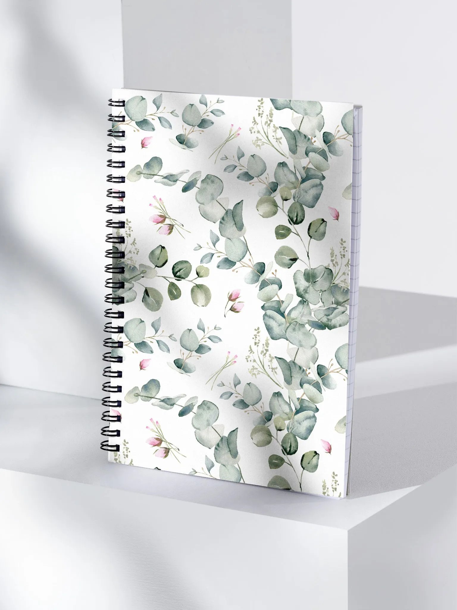 Eucalyptus and Pink Flowers Spiral Notebook product image (4)