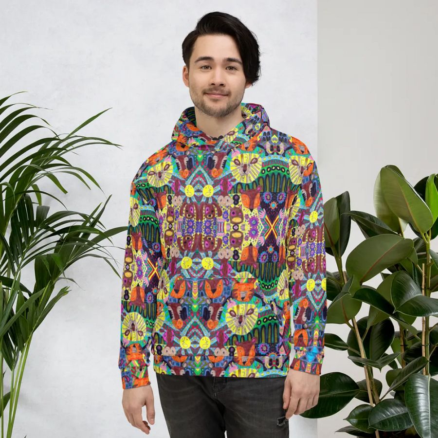 Abstract Doodle Animals Unisex Pull Over Hoodie product image (5)