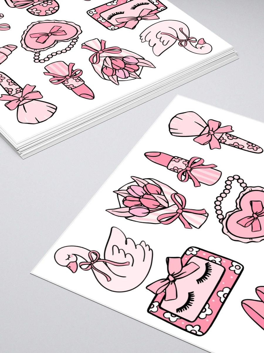 Charming GIRLY Pink-themed Kiss Cut Stickers Set product image (10)