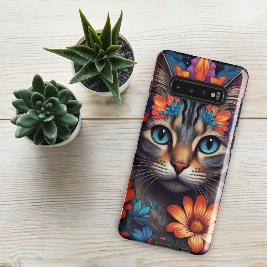 Floral Feline Fantasy: Blossoming Cat Samsung Galaxy product image (4)