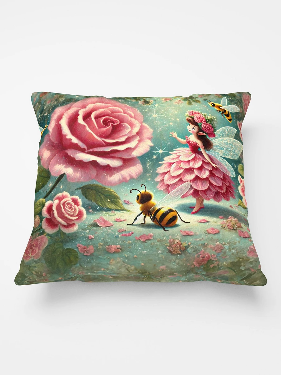 Pink rose Fairy with Bees Throw Pillow product image (2)