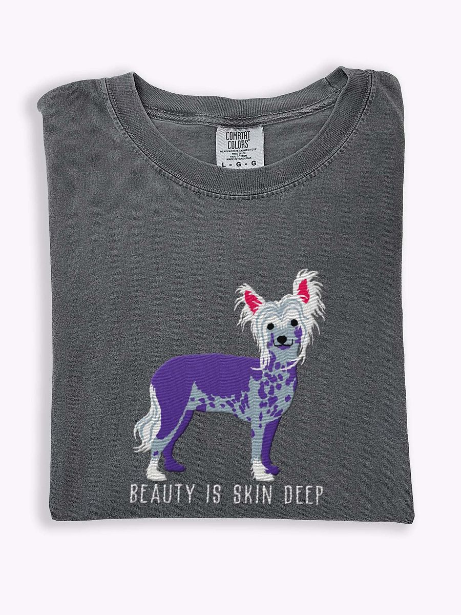 Beauty Is Skin Deep T-Shirt(Embroidered) of a Chinese Crested Dog product image (1)