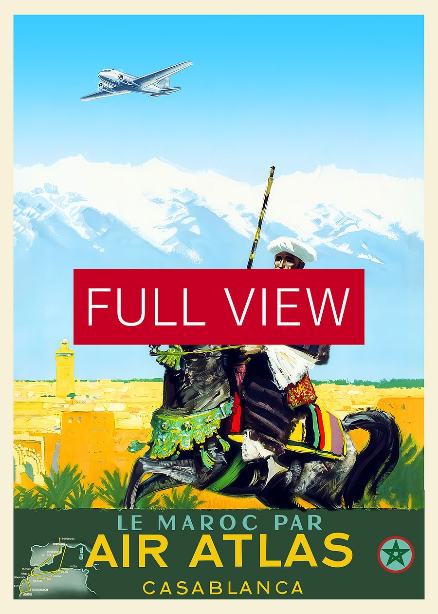 Morocco, Air Atlas, 1950s — retro travel poster, vintage travel print product image (3)