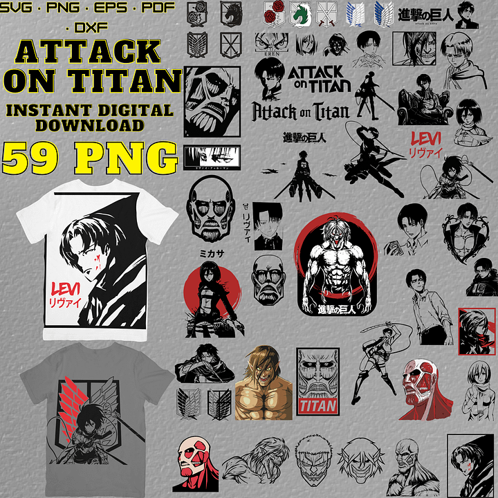 Attack On Titan Svg, Anime Svg, SVG bundle, Anime Bundle, T-shirt Svg, T-shirt Svg Bundle, Wings Of Freedom Bundle,177 Files, Anime Png, Png product image (1)