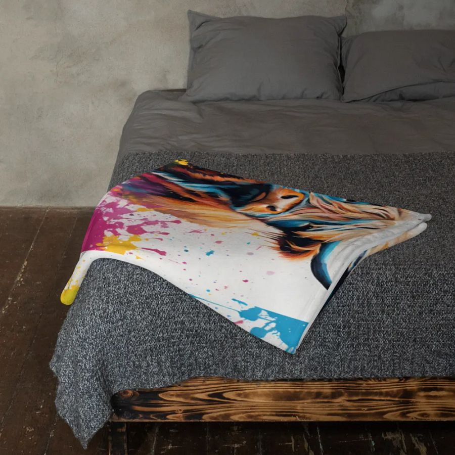 Multi Coloured Paint Splash Highland Cow Blanket product image (5)
