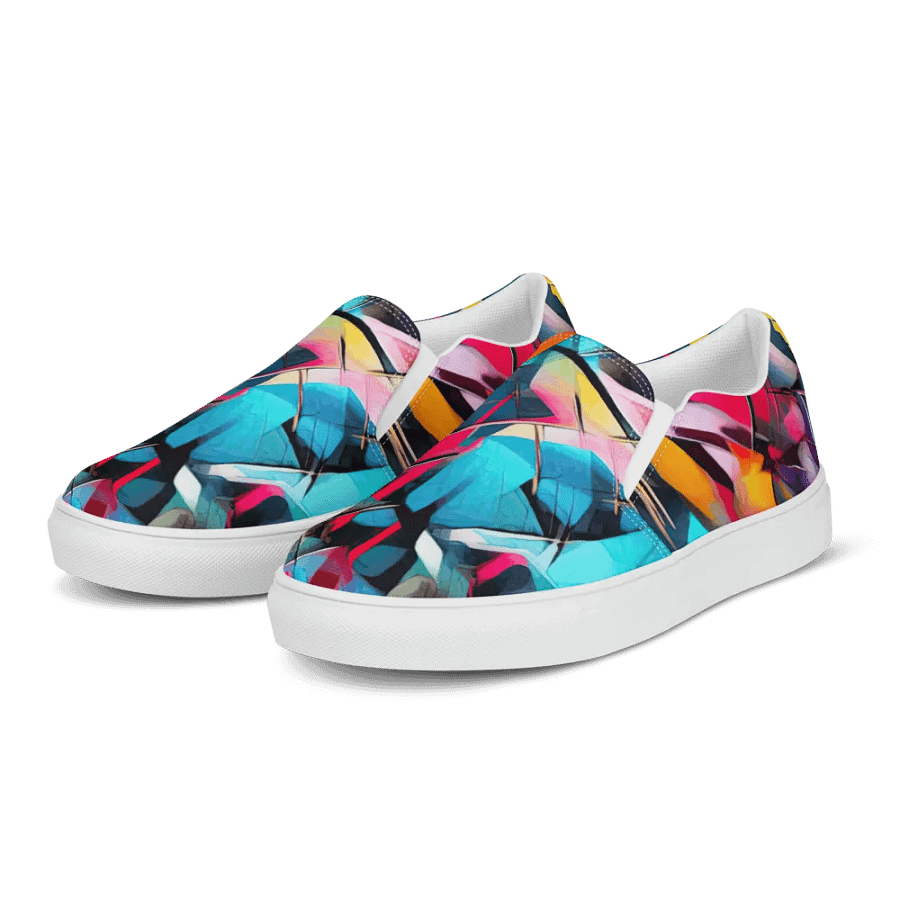 Mans Slip On Sneaker _ Calceonova Streetwear _ Custom Design Shoes _ Abstract Graffiti Shattered Neon product image (6)